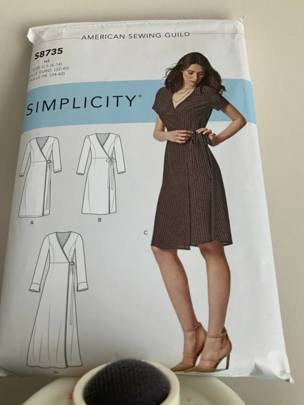 Liberty Print Wrap-Style Long Sleeve Dress in Pink and Cream - Picture 7 of 7